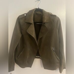 T Tahari suede feel open jacket